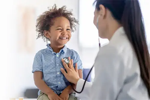 child getting medical checkup